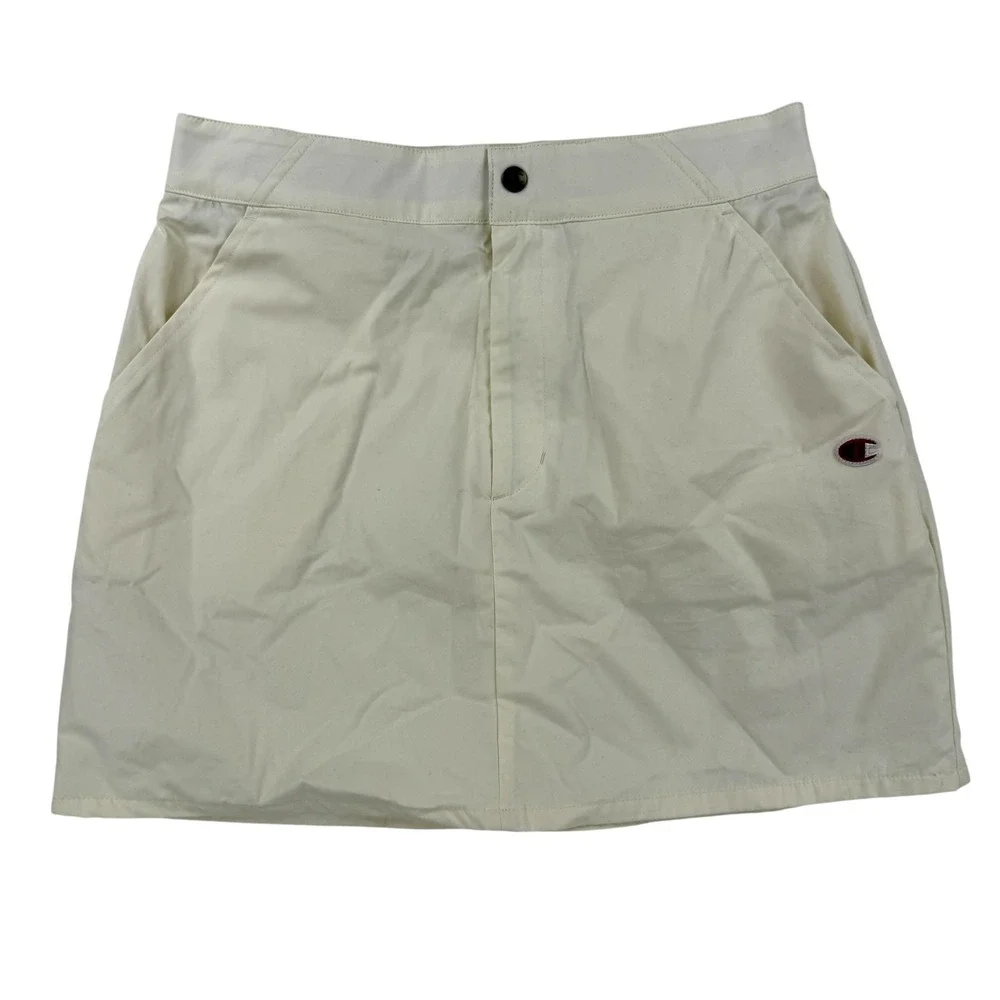 Champion Skirt Womens 8 Ivory Campus Twill Pockets‎ Lined Embroidered Logo NWT